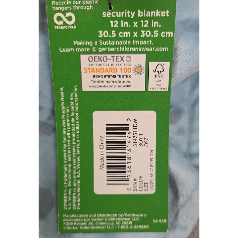 Modern Moments by Gerber Raccoon Baby Blue Plush Lovey Security Blanket NEW
